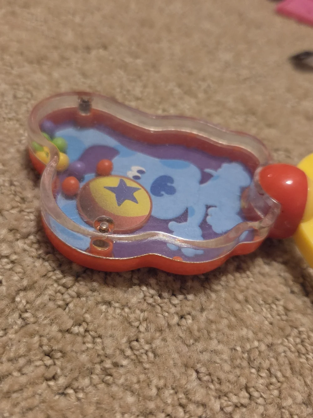 Blue's Clues Original Vintage 2002 Blue Dog Baby Toy Rattle With Yellow Handle